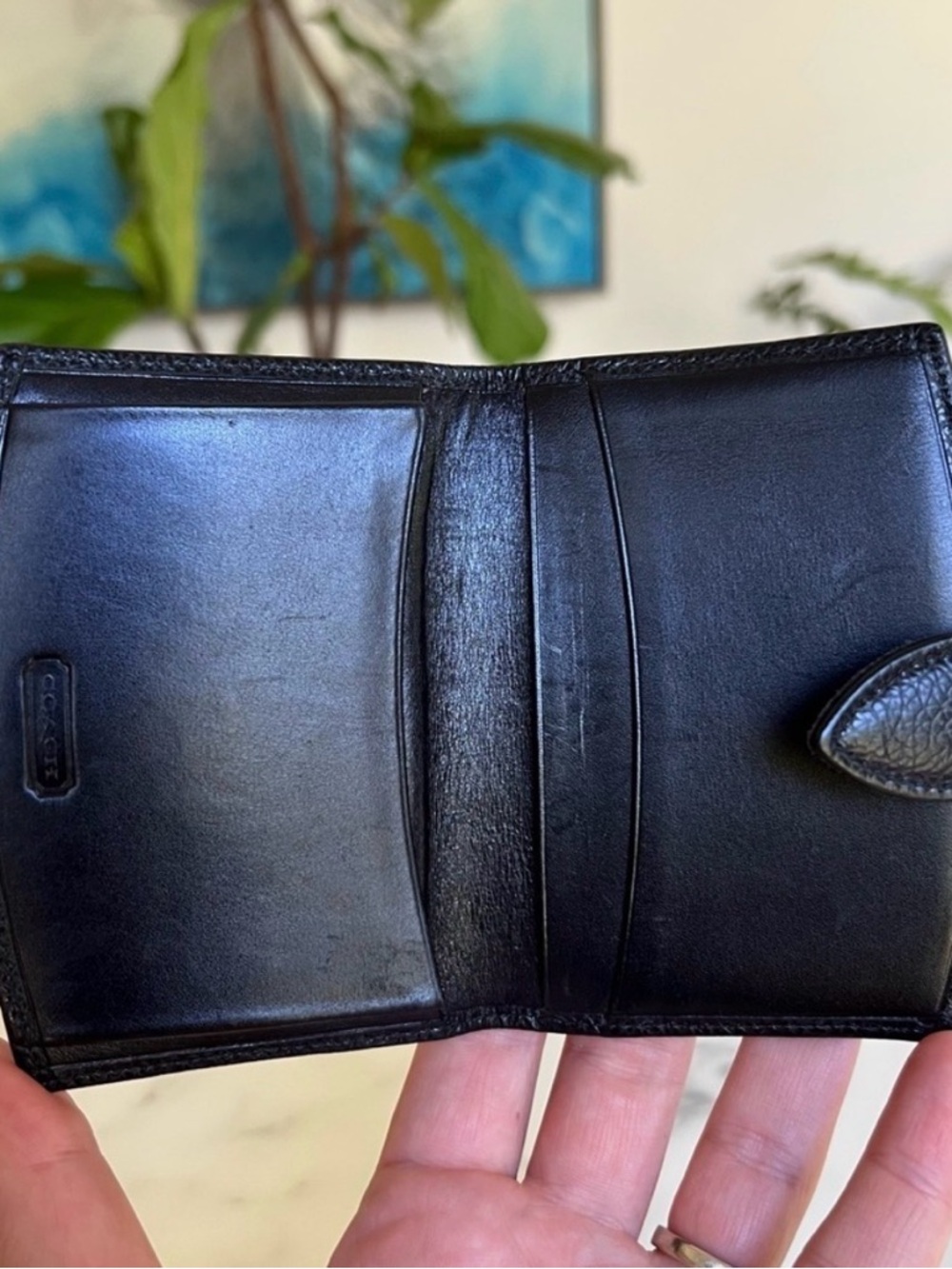 COACH Vintage Madison Card Case 4484 Black Leather Made in Italy 90s Slim Wallet - Picture 6 of 6